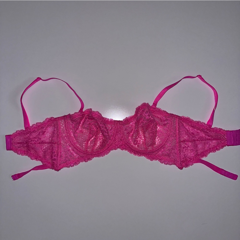 Intimately Free People Neon Pink Lace Underwire Bra Size 34D Like New! - Picture 8 of 9